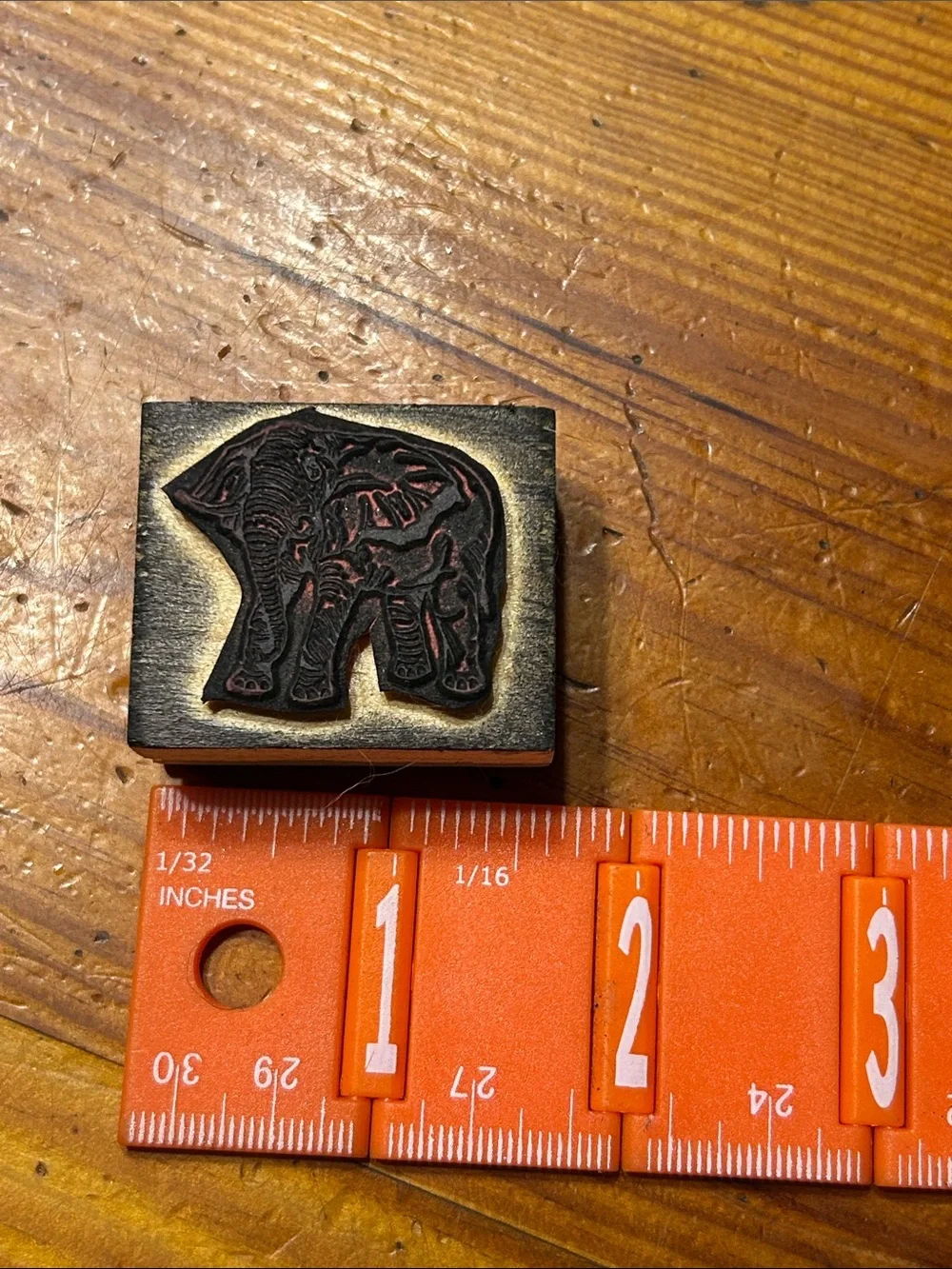 Wooden Elephant Stamp - Natural Brown